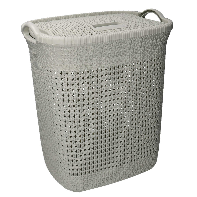 Cestone plastica crema rettangolare 44x35,7x53 cm pratico e capiente