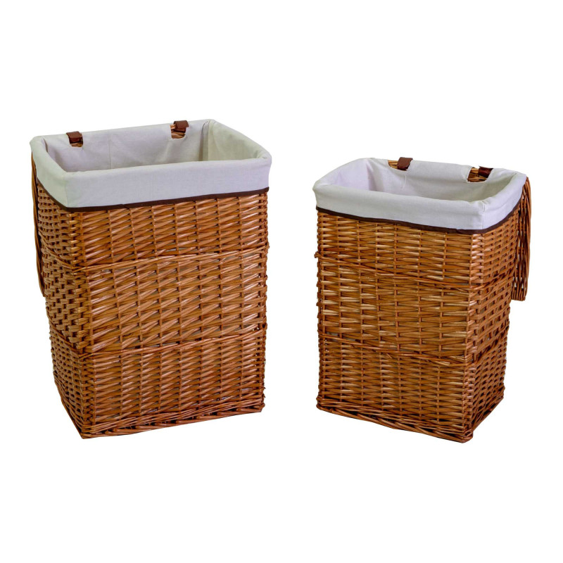 Cestone vimini naturale rettangolare 44x35xH55 cm con fodera