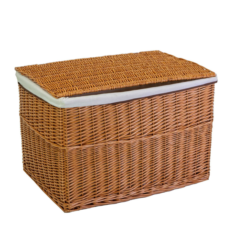 Cestone vimini naturale rettangolare 76x55xH49/52 cm con fodera