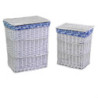 Cestone vimini bianco felce blu rettangolare 45x33xH55 cm elegante