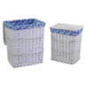 Cestone vimini bianco felce blu rettangolare 45x33xH55 cm elegante