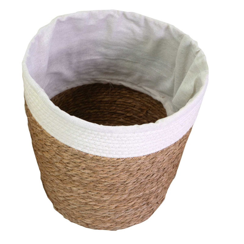 Cesta fibra naturale con fodera tonda Ø38xH39/61 cm decorativa