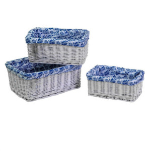 Zoom Cassetto vimini 1-3 bianco felce blu rettangolare cm 46x33h20
