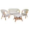 Salotto Lucrezia 4 pezzi rattan sbiancato con cuscini giardino