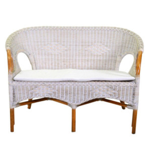 Zoom Salotto lucrezia 4 pezzi rattan con cuscini Sbiancato