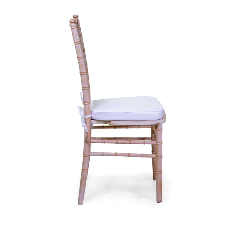Sedia legno Chiavari sbiancato con cuscino 40x40xh43/92