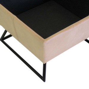 Zoom Puff velluto con gambe crema quadro cm 58x58h42,5
