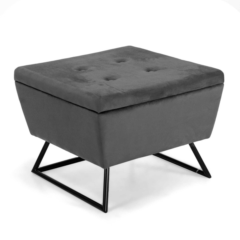 Pouf tessuto con gambe grigio quadro 58x58xH42,5 cm elegante