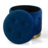 Pouf contenitore velluto trapuntato blu tondo Ø45xH44 cm