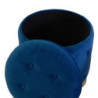 Pouf contenitore velluto trapuntato blu tondo Ø45xH44 cm