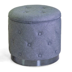 Zoom Puff contenitore tessuto trapuntato 1-2grigio tondo cm ø45h44
