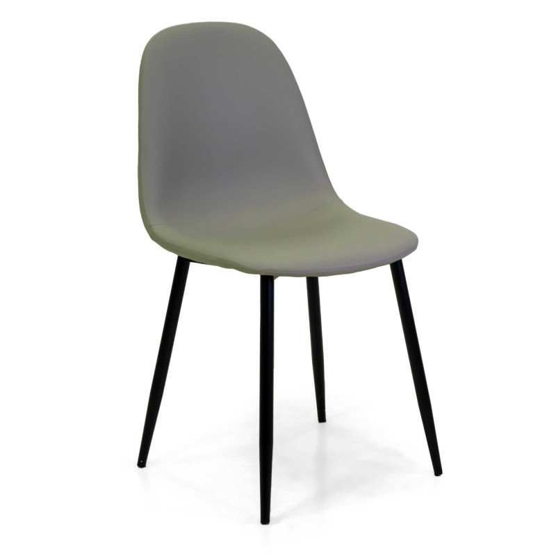 Sedia ecopelle Jacky grigio tortora struttura nera 43x55xH86