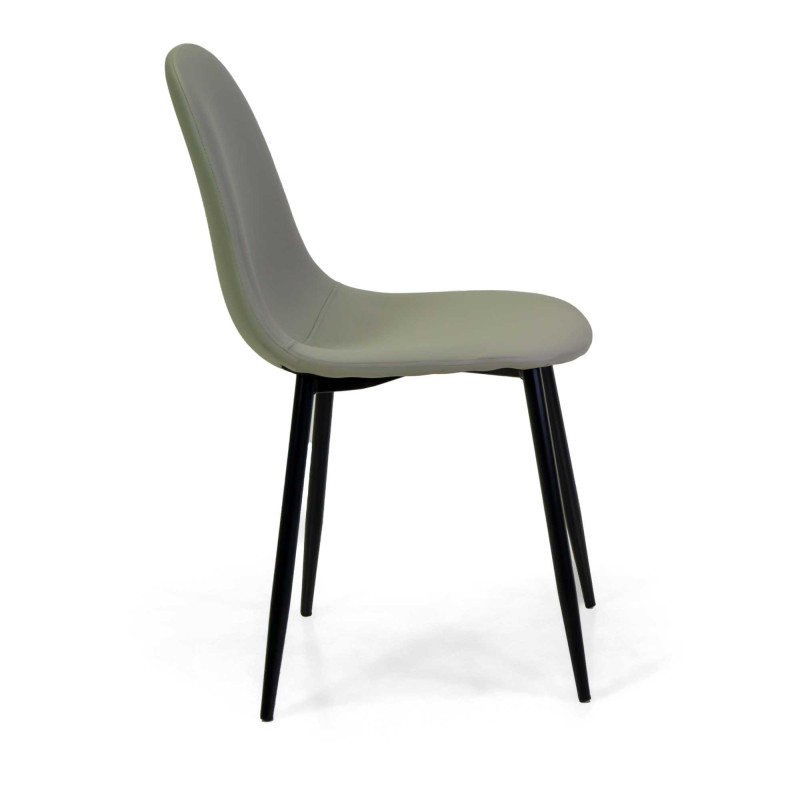 Sedia ecopelle Jacky grigio tortora struttura nera 43x55xH86