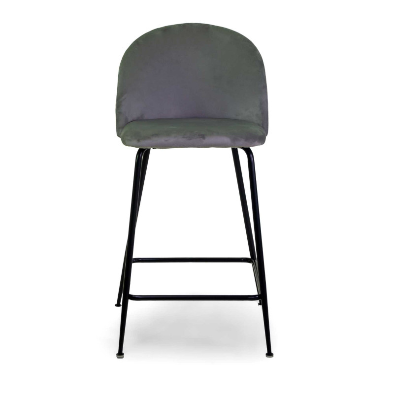 Sgabello velluto Sammi grigio struttura nera 44x48x65-91 cm