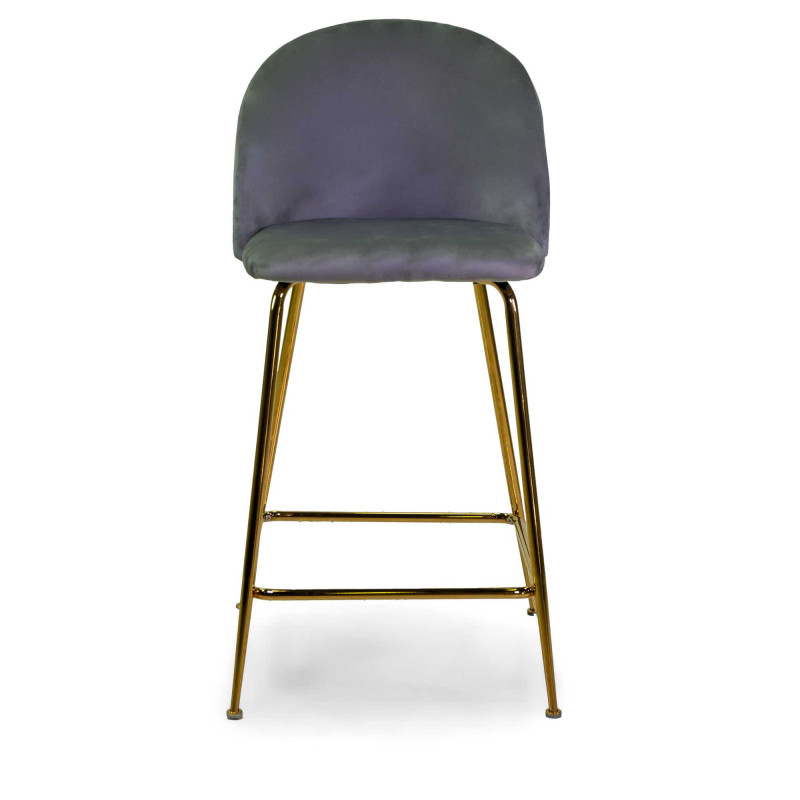 Sgabello Sammi velluto grigio struttura oro elegante e moderno