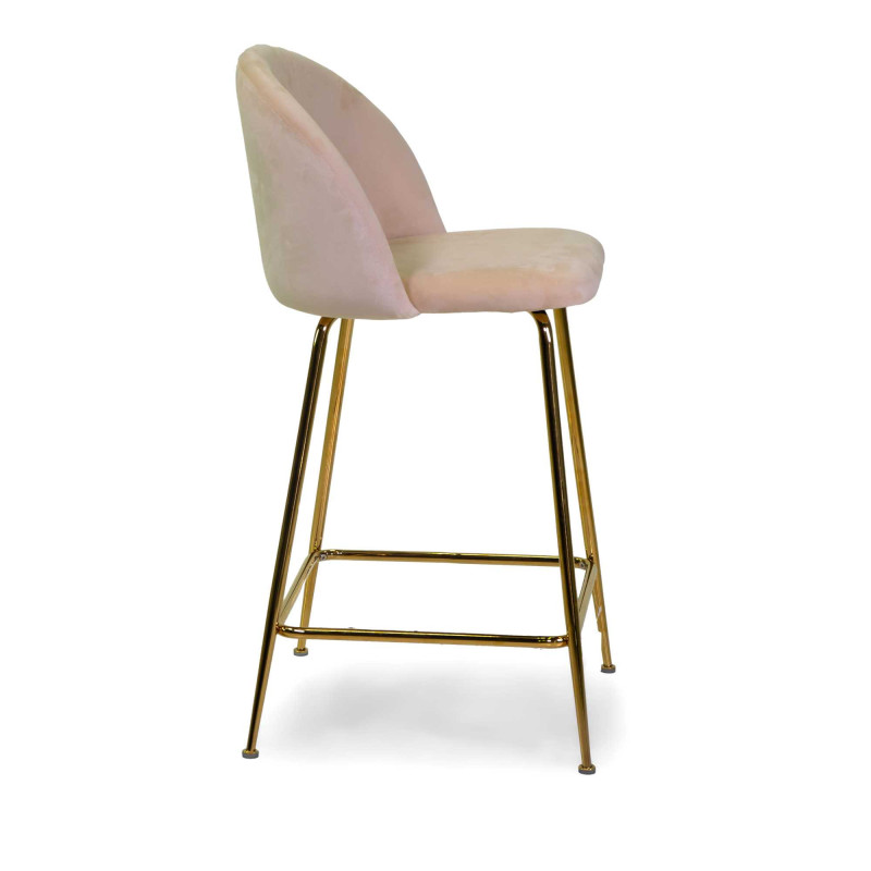 Sgabello velluto Sammi crema struttura oro 44x48x65-91 cm