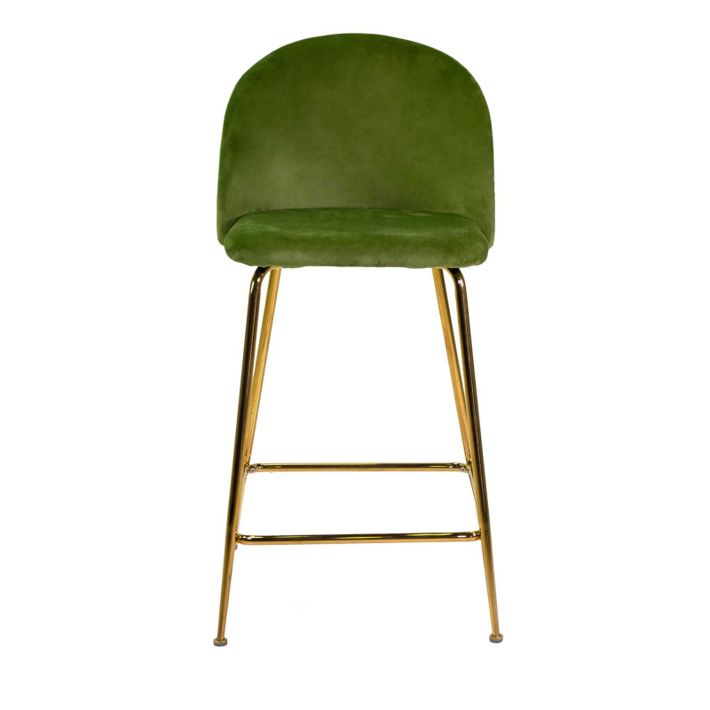 Sgabello velluto Sammi verde struttura oro 44x48x65-91 cm