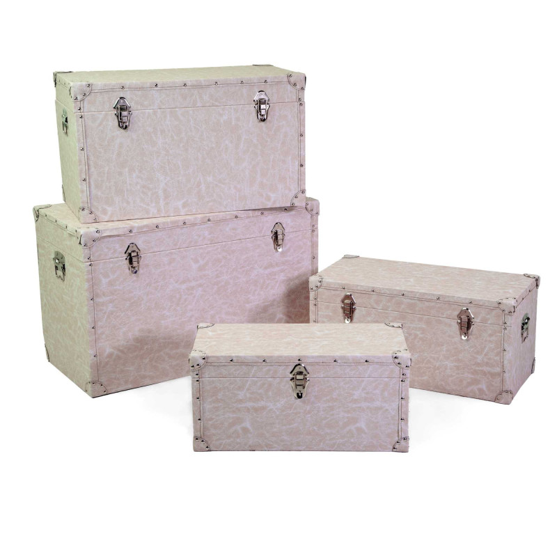 Baule ecopelle crema rettangolare 80x40xH50 cm elegante e capiente