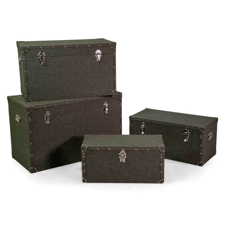 Baule ecopelle verde set 1-4 grande 80×40×h50 cm — levantshop.live
