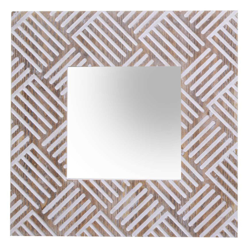 Specchio legno dipinto naturale quadro 60x4x60 cm moderno