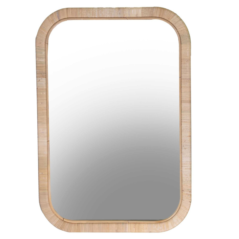 Specchio rattan fasciato naturale rettangolare 50x2x70 cm
