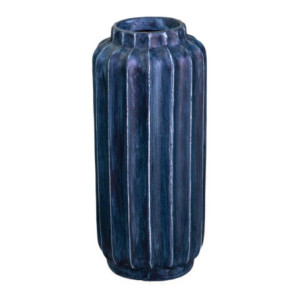 Vaso resina blu Ø27x62 cm leggero ed elegante per giardino
