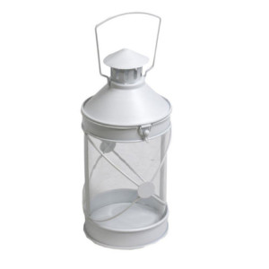 Lanterna metallo bianco incrocio Ø12xH27,7 cm moderna