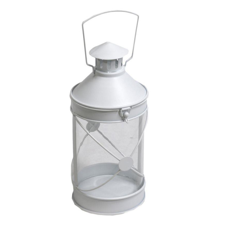 Lanterna metallo bianco incrocio Ø12xH27,7 cm moderna