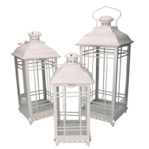 Lanterna metallo crema quadra 21,5x21,5xH50 cm elegante