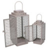 Lanterna metallo tortora 16x16xH39/48 cm elegante e versatile
