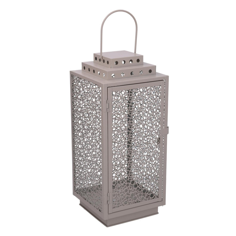 Lanterna metallo tortora 16x16xH39/48 cm elegante e versatile