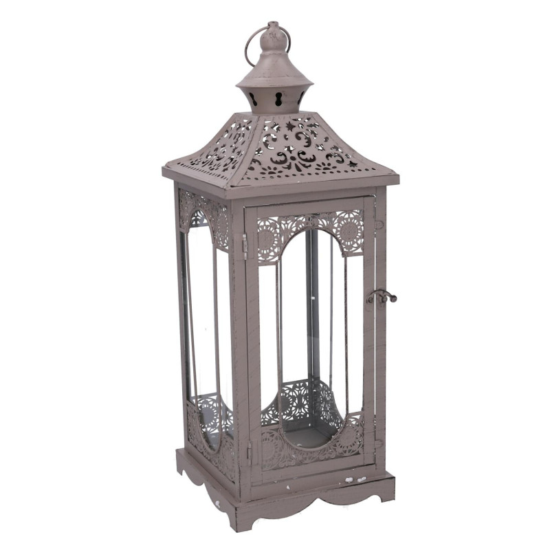 Lanterna metallo tortora 24x24xH67/72 cm elegante e moderna