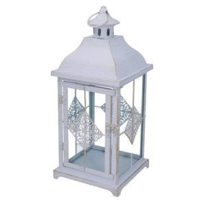 Zoom Lanterna metallo 1-2 bianco opaco dorato quadro cm 22x22h51