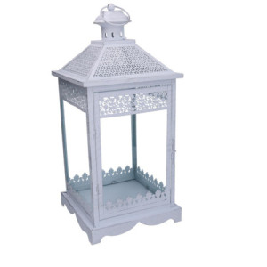Zoom Lanterna metallo 1-3 bianco opaco argentato quadro cm 24x24h52,5