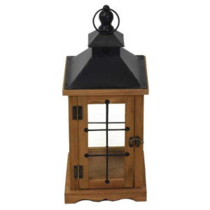 Zoom Lanterna legno metallo 1-2 naturale grigio quadro cm 25x25h62