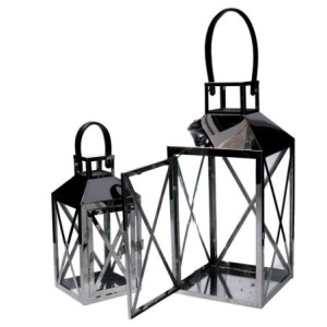 Zoom Lanterna metallo 1-2 argento quadro cm 19x19h42