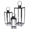 Lanterna metallo argento quadro 21x20,3xH52,5 cm elegante