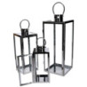 Lanterna metallo argento quadro 21x20,3xH52,5 cm elegante