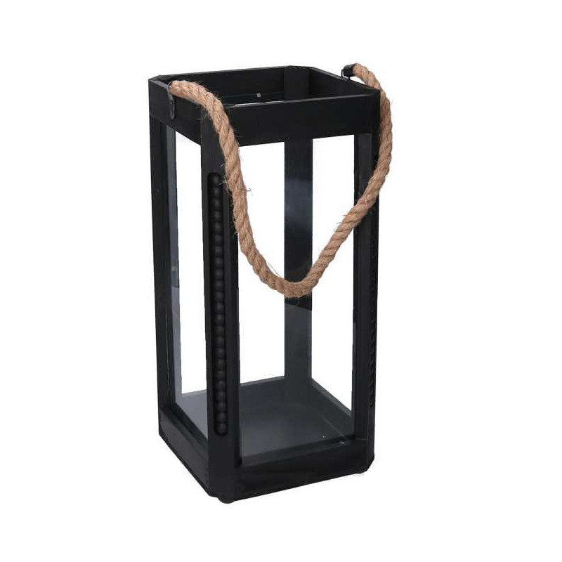 Lanterna legno nero quadro 25x25xH58 cm elegante e moderna