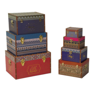 Baule ecopelle mandala rettangolare 55x40xH32 cm decorativo
