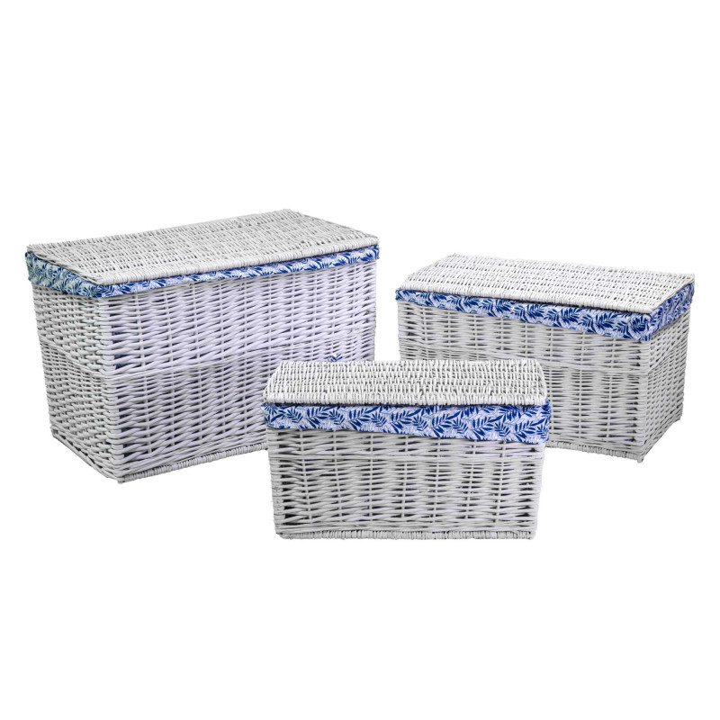 Baule vimini bianco felce blu set 1-3 grande 75×47×h48 cm — levantshop.live
