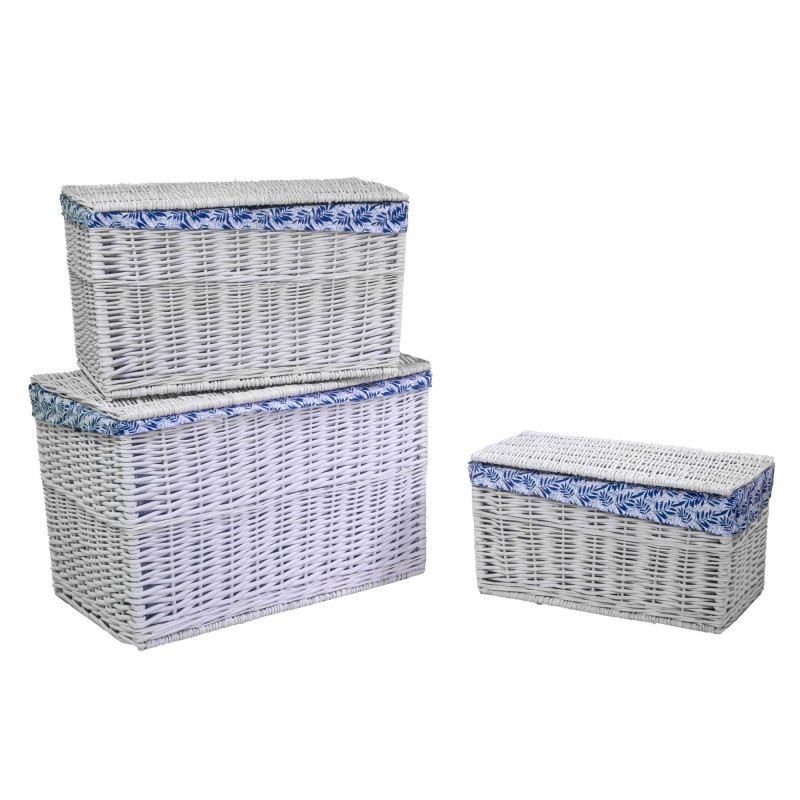 Baule vimini bianco felce blu set 1-3 grande 75×47×h48 cm — levantshop.live