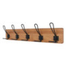 Attaccapanni legno e metallo da parete 5 posti 60x7x13,5 cm moderno