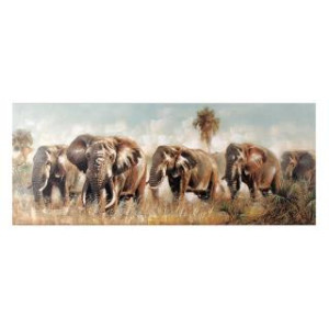 Quadro stampa elefanti rettangolare 55x135x3 cm moderno