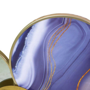 Zoom Quadro metallo con specchio azzurro oro cm 140x50