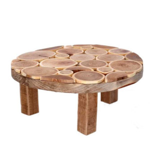Portacandele legno naturale tondo Ø24x10 cm elegante e rustico