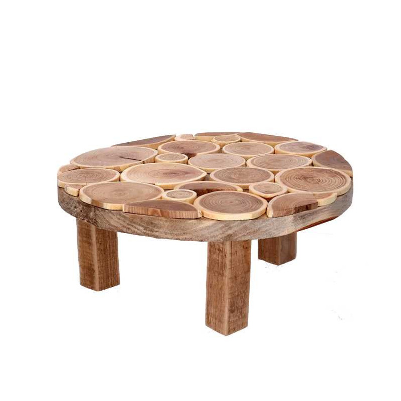 Portacandele legno naturale tondo Ø24x10 cm elegante e rustico