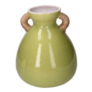 Vaso ceramica verde con maniglie Ø28/30,5x33 cm giardino elegante