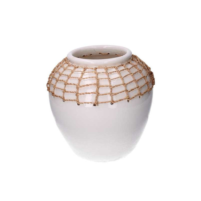 Vaso Ceramica Rete Bianco Cm Ø25,5H25,5 | Fioriere e Vasi |