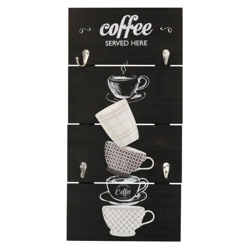 Portachiavi legno nero Coffee rettangolare 4 posti elegante